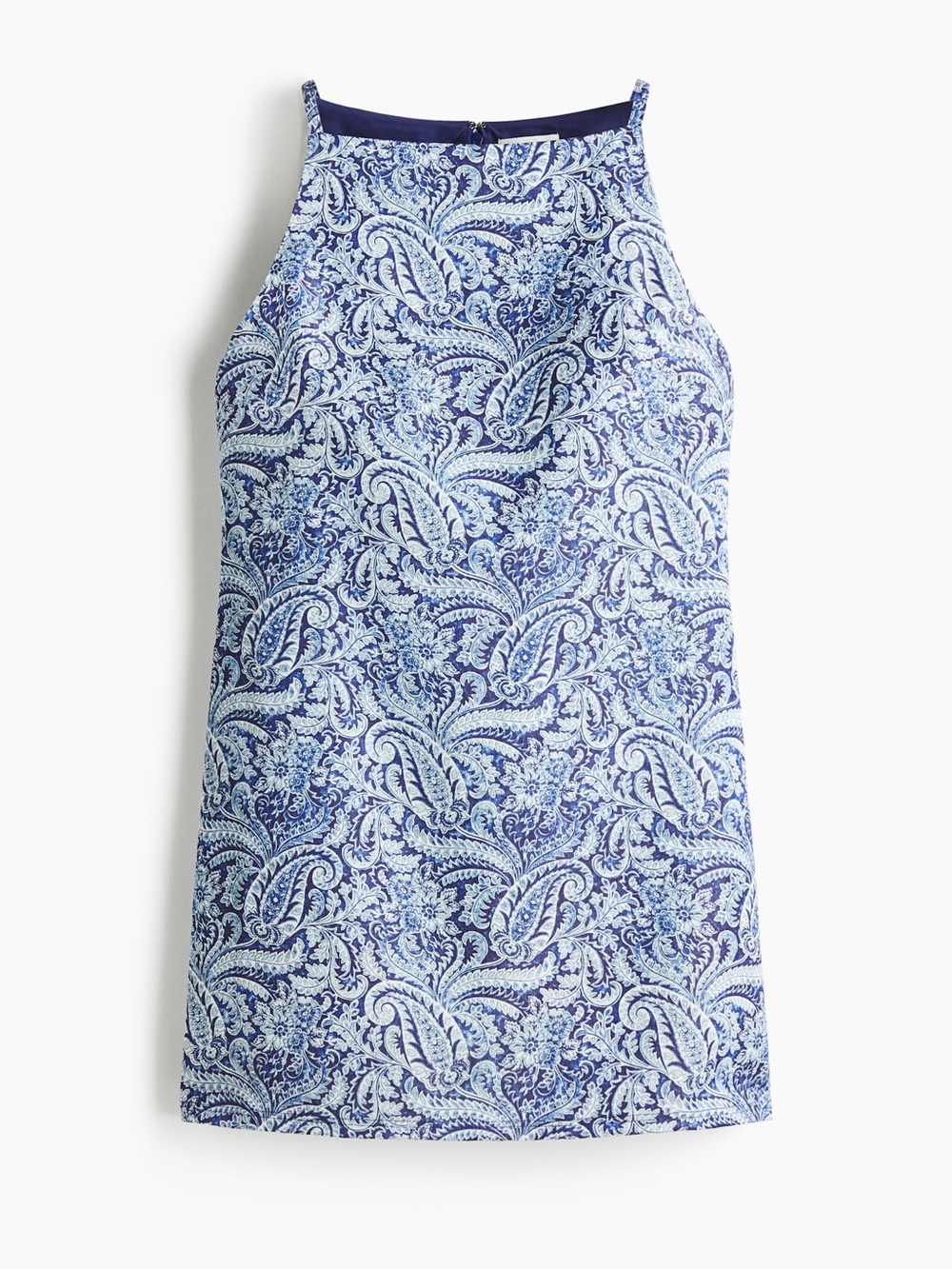 H&M Linen Blend Strappy Dress Blue Paisley